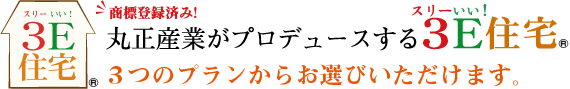 丸正産業がプロデュースする3E住宅 3つのプランからお選びいただけます