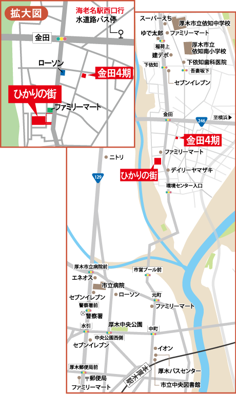 本厚木金田4期宅地分譲現地案内図・拡大図