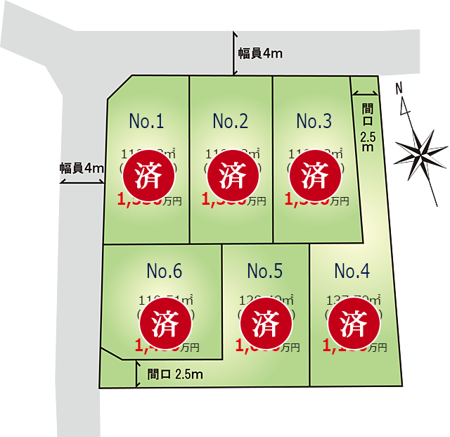 本厚木金田宅地分譲区画図