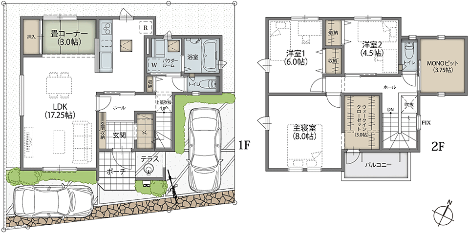 相模原市緑区田名の新築一戸建て物件「WITHEARTH GARDEN ウィザースガーデン相模原田名」 B号棟 間取り