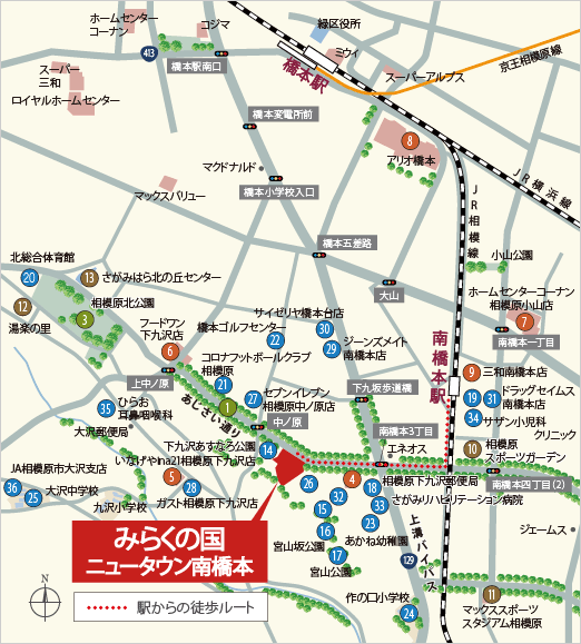 みらくの国周辺地図